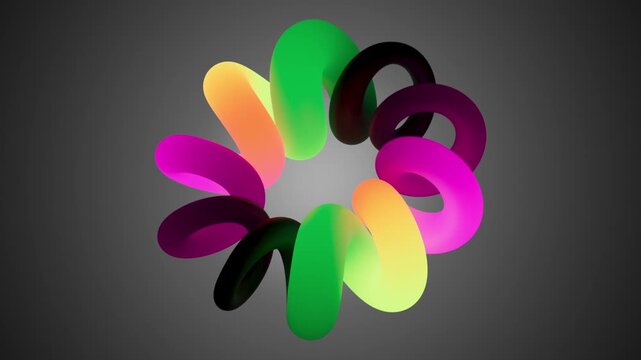 Multicolor rainbow blob morphing organically on black. Seamless loop with smooth gradient flow and glowing edges. 3D render motion.