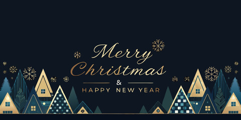 merry christmas greeting card dark blue winter © Bablu