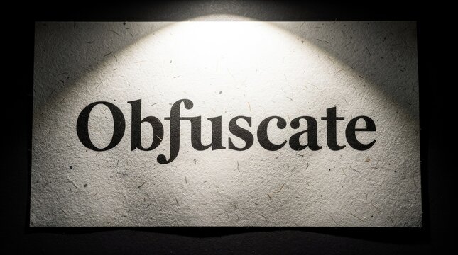 The Word Obfuscate Illuminated on Textured Paper