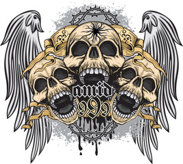Fototapeta premium gothic sign with skull, grunge vintage design t shirts