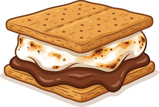 Toasted s'mores sandwich with melted marshmallow and chocolate s mores graham cracker baked goods dessert food sweet treat chocolate spread gooey marshmallow sugar rush