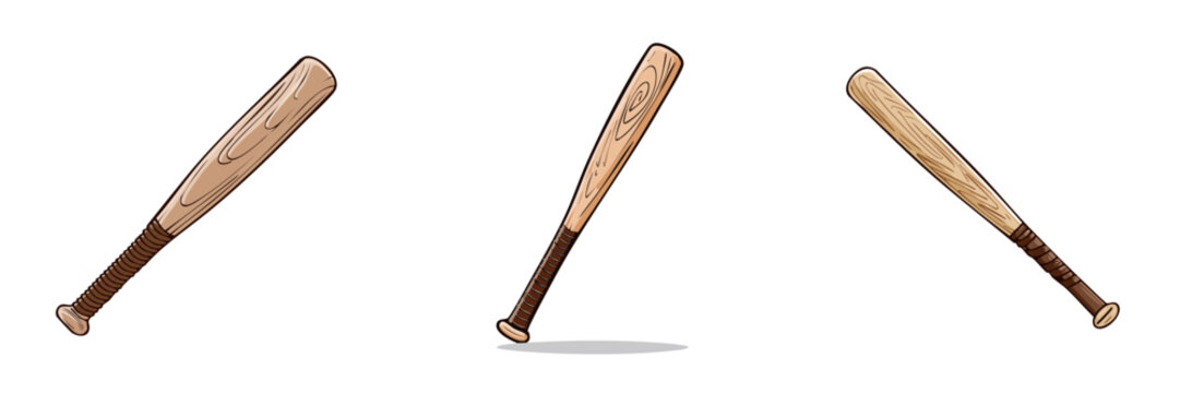 Baseball bat collection wooden sports equipment for game or practice