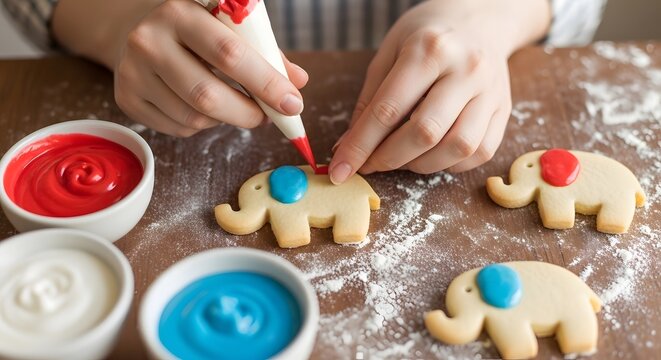 Patriotic independent day elephant cookies kids decorating red white and blue treats