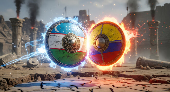Flags of pakistan and colombia in explosion