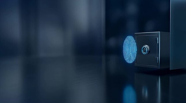 Digital Security Hologram With Fingerprint and Shield Symbol
