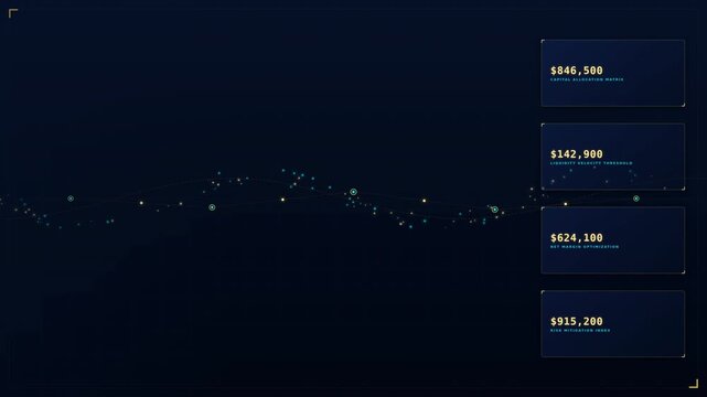 Dynamic motion of a futuristic digital interface with data visualization and glowing elements for technology and innovation themes.
