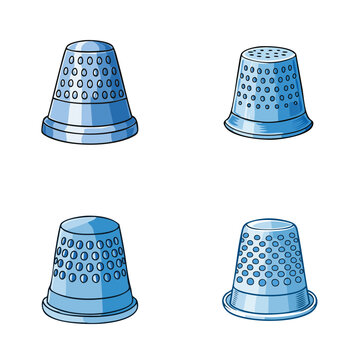 Set of vintage thimbles illustration isolated on white background with clipping path