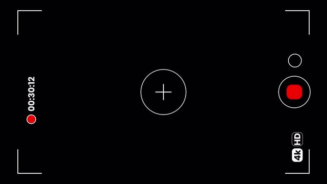 Smartphone Camera Interface Recording Screen Overlay with Alpha Channel and Animation for Video Content Creation 4k video