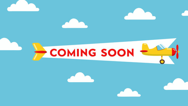 airplane towing banner cartoon style yellow plane