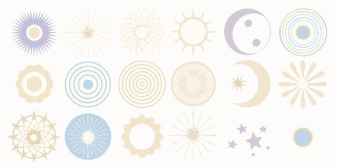 Fototapeta premium stylized sun icons vector space astronomy cosmic