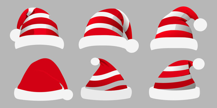 santa hats in various styles vector christmas