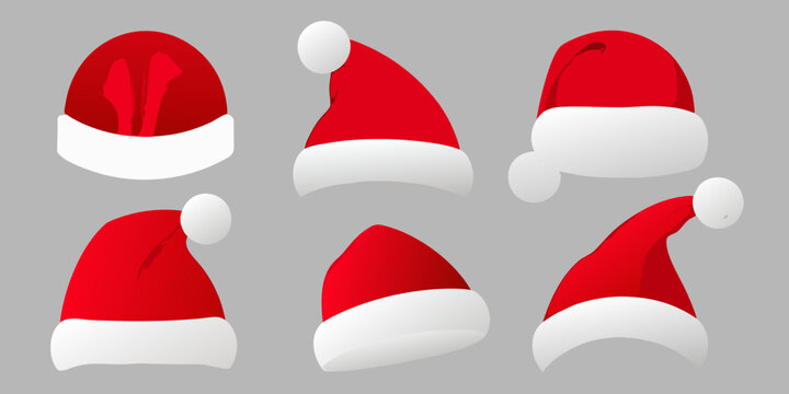 santa hats in various styles vector christmas