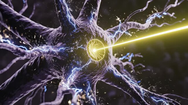 Neuron with electric impulses for creative digital media and visual arts