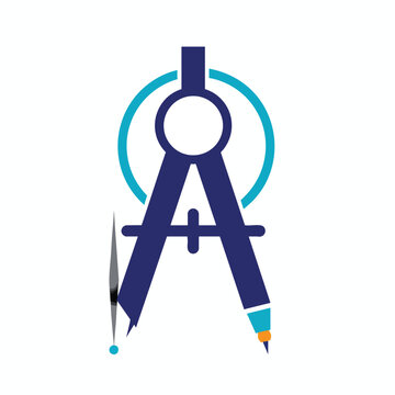Architectural drafting compass logo design with geometric style.