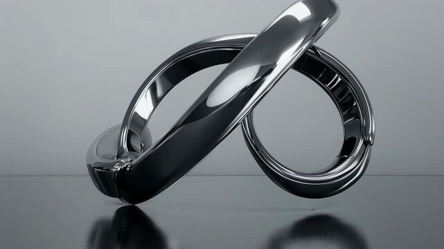 Minimalist Smooth Chrome Mobius Strip in Grey Void