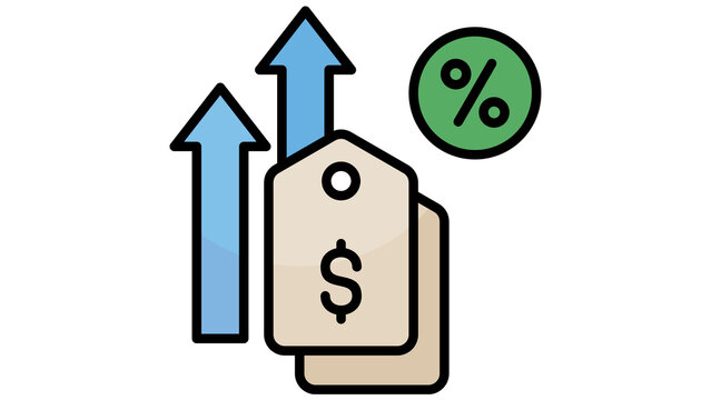 Increasing prices icon isolated on transparent background , money concept