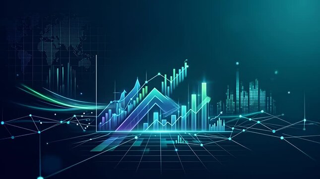 Futuristic Digital Graphs and Charts for Financial Growth