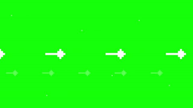 scrolling white pixel arrow green screen stock video