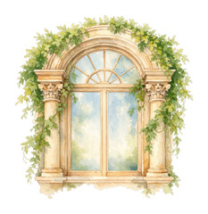 Naklejka premium PNG Elegant arched window with ivy