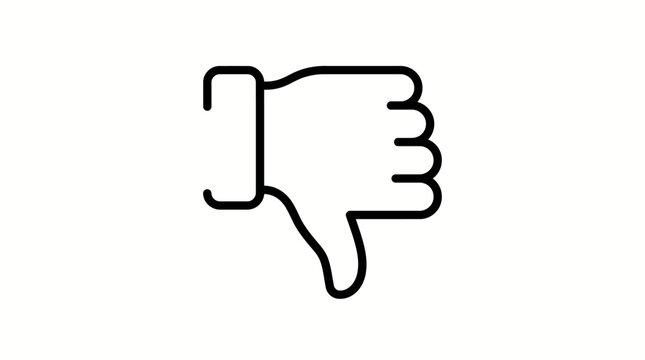 Outlined hand with thumb down gesture expressing disapproval or negative