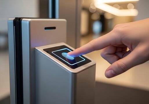 Finger Touching Biometric Scanner with Blue Light