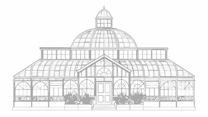 detailed architectural line drawing of conservatory architecture © Uttam
