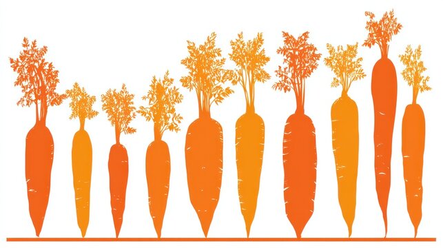 Row of brightly colored root vegetables displays varying sizes and textures against a white background.