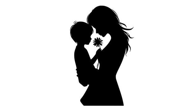 child and mother silhouette