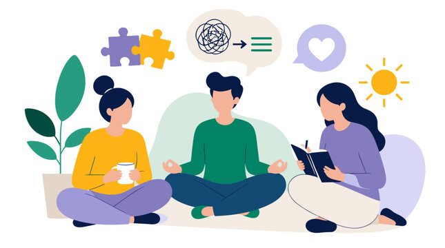 Group of People Relaxing and Reading Together.