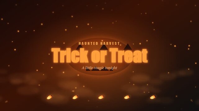 Animated Trick or Treat Halloween title with glowing particles