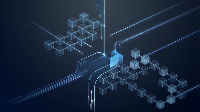Digital Hologram Icon with Glowing Elements
