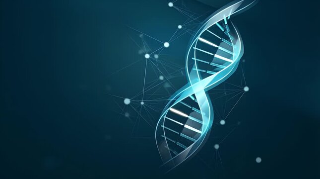 Futuristic DNA Helix Hologram with Abstract Background