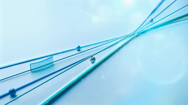 Ethereal Holographic Elements with Soft Blue and Green Lines Gradually Materializing in a Minimalistic White Background
