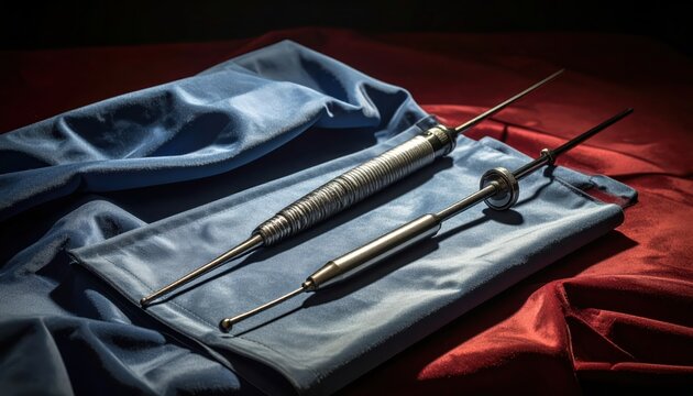 Set of Neurological Testing Instruments Including Wartenberg Wheel and Babinski Reflex Hammer