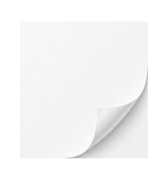 Blank white square sheet with a curled bottom-right corner casting a soft shadow, minimalist page or paper mockup suitable as a clean background or design template