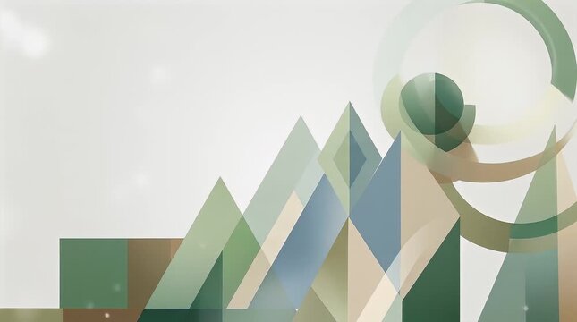 Serene Abstract Botanical Design with Green and Brown Shapes Gradually Materializing Against a Light Background