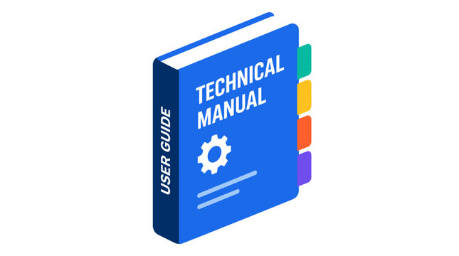Blue Technical Manual with Colored Tabbed Pages.