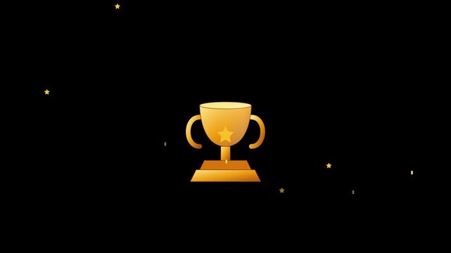 trophy award winner success achievement celebration gold animation