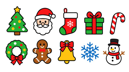 Fototapeta premium Christmas themed vector images cute and colorful