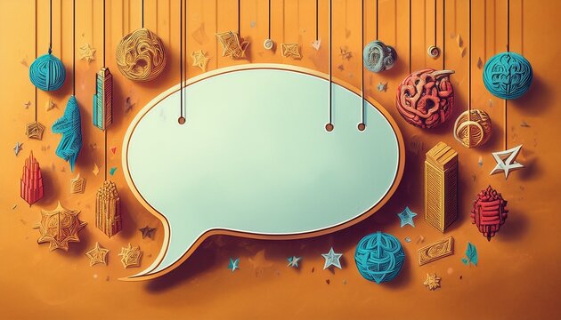 untold story concept hanging speech bubble card
