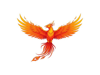 Fototapeta premium Flaming phoenix rising with outstretched wings, symbolizing rebirth and immortality