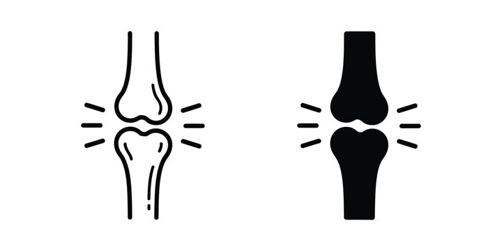 Human knee bone joint icon set vector illustration representing orthopedic anatomy medical care and joint health design for web
