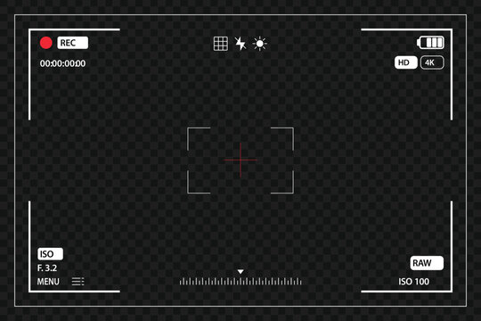 Creative realistic video camera recording viewfinder hud template vector