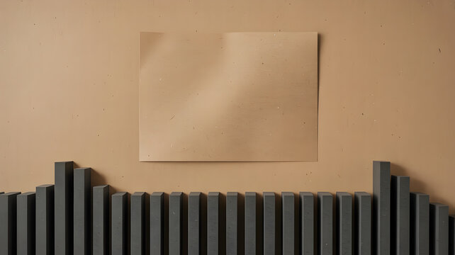 Paper texture on a neutral background with a textured dark gray bar graph, flat lay, conceptual business presentation.