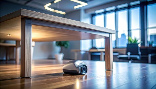 Small discreet listening device or bug placed on the underside of a table for surveillance