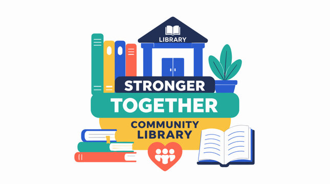 Community Library Emblem Demonstrating Stronger Together Theme.