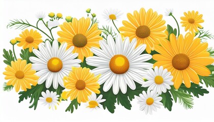 Fototapeta premium sunny daisy flowers isolated on white background