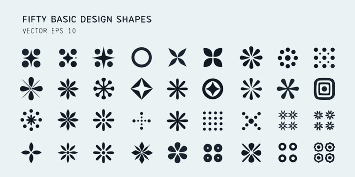 fifty basic design shapes vector geometric eps