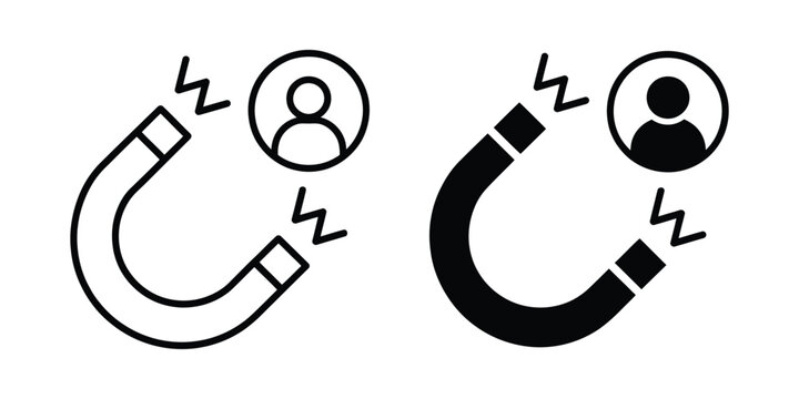 Lead generation icon vector logo set in solid style with editable strokes for marketing sales funnel and customer acquisition concepts