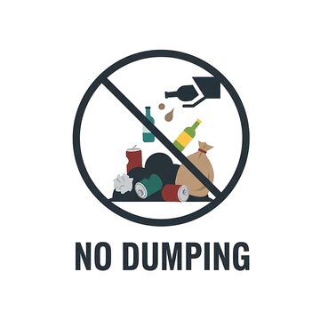 No dumping sign with recycling illustration.